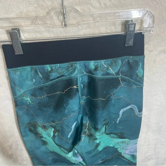 Marika Blue Green Gold Lightning Marble Print Legging Size Small yoga activewear - Picture 6 of 7